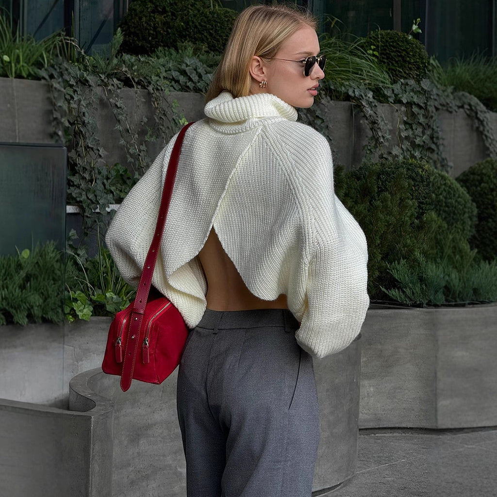 White Pullover Loose Sweater For Women