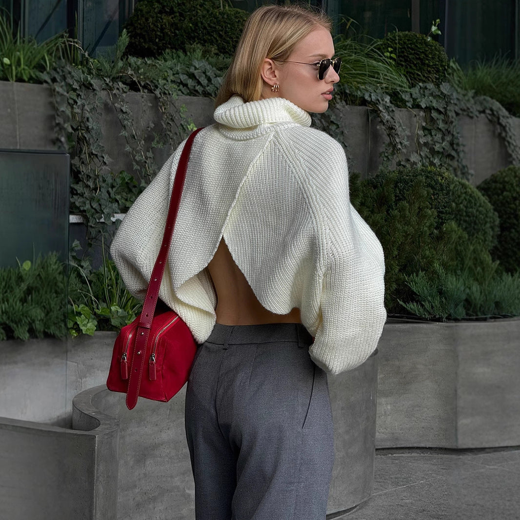 White Pullover Loose Sweater For Women