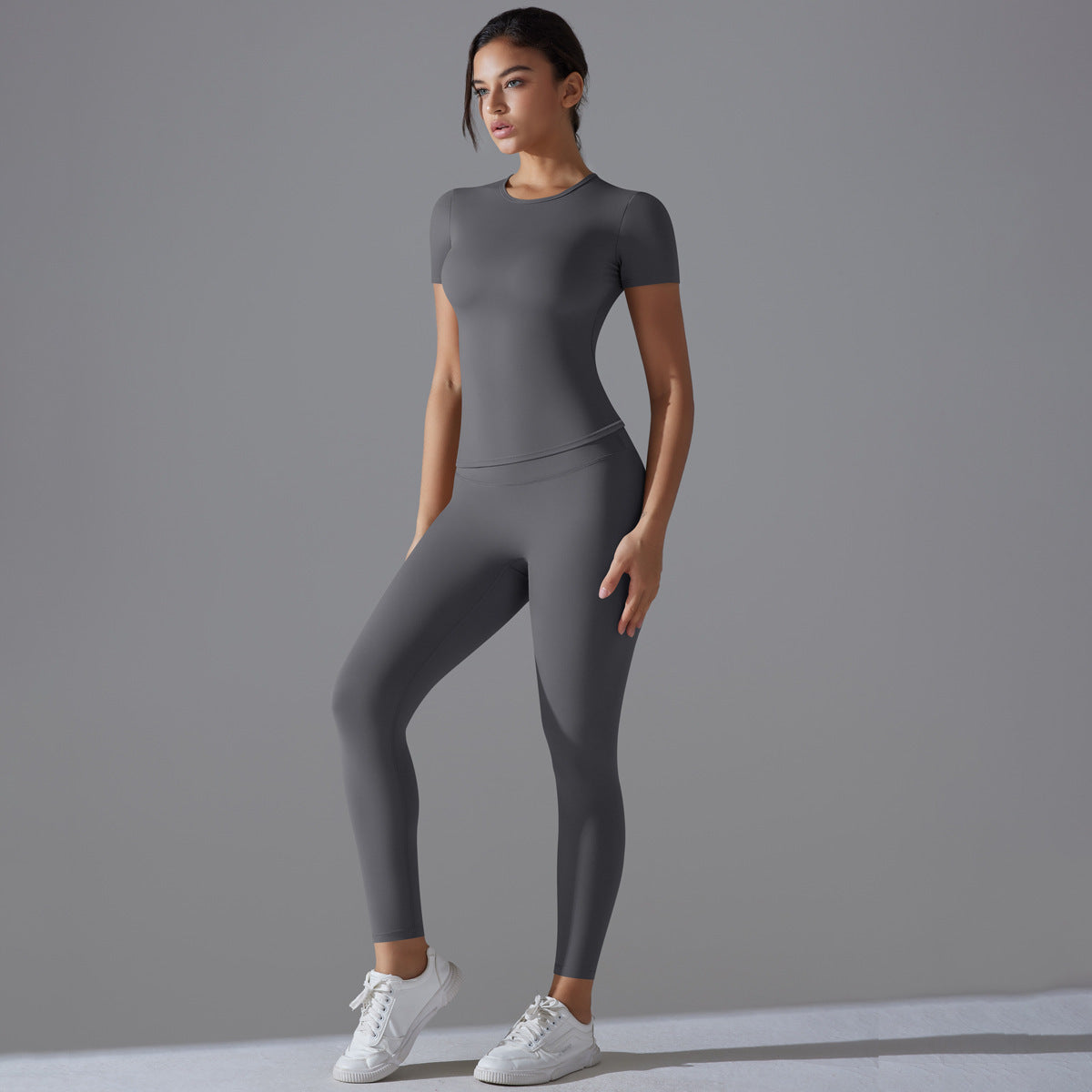 Women's Solid Color Quick-drying Yoga Clothes Short-sleeved Trousers Sports Suit