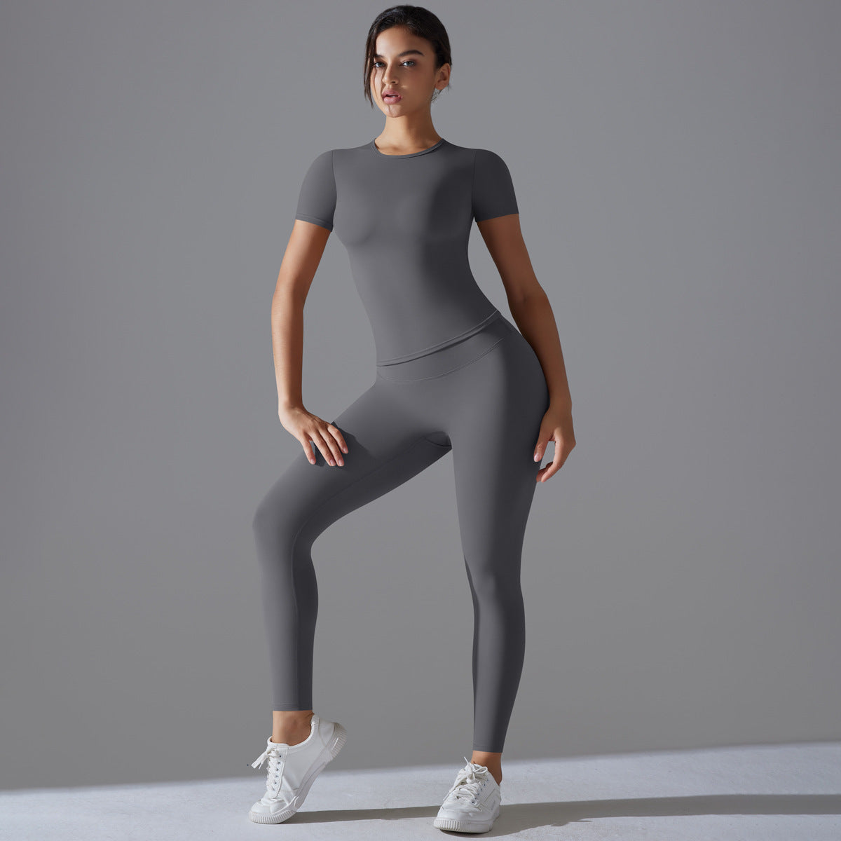 Women's Solid Color Quick-drying Yoga Clothes Short-sleeved Trousers Sports Suit